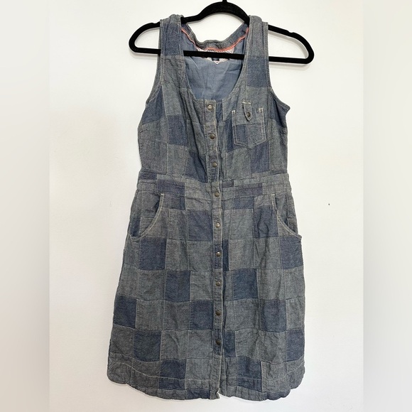 Tommy Hilfiger Sleeveless Patchwork Lined Dress Size 10 Snap Front retro Y2K - Picture 1 of 3